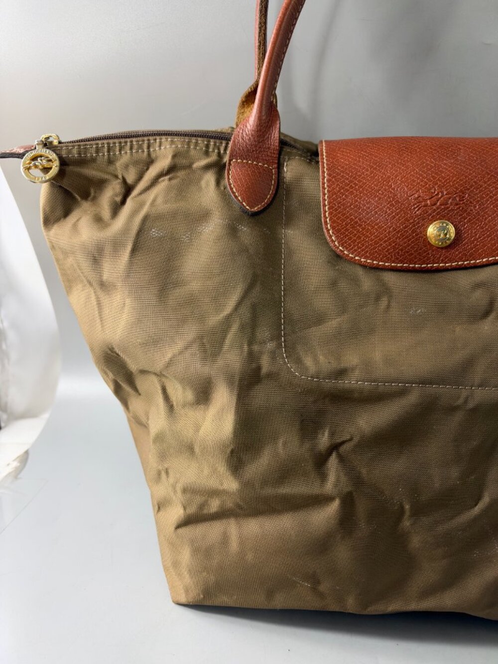 Authentic Longchamp Le Pliage Large Brown Nylon Tote Bag - Picture 2 of 15